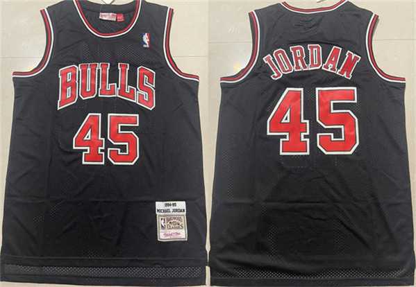 Men%27s Chicago Bulls #45 Michael Jordan Black 1994-95 Throwback Stitched Basketball Jersey Mixiu->chicago bulls->NBA Jersey